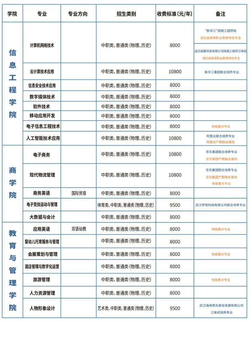 武汉信息传播职业技术学院有哪些专业？