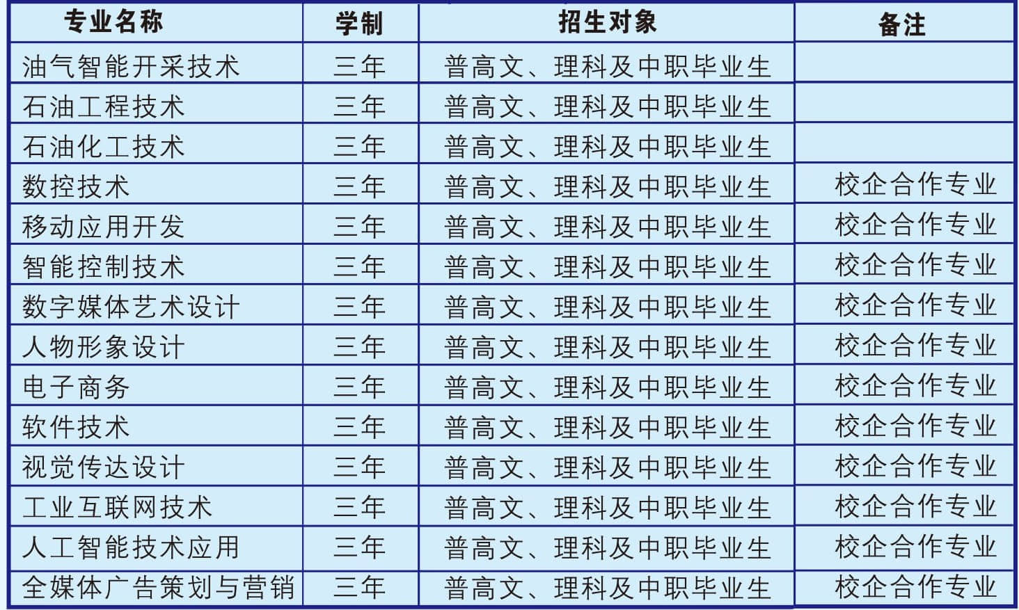 濮阳石油化工职业技术学院有哪些专业？