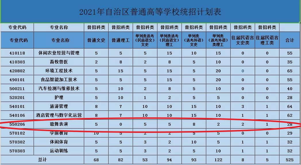 2021年阿勒泰职业技术学院艺术类招生计划