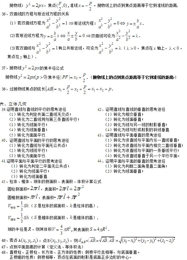 高二文科数学知识点总结(最全版)