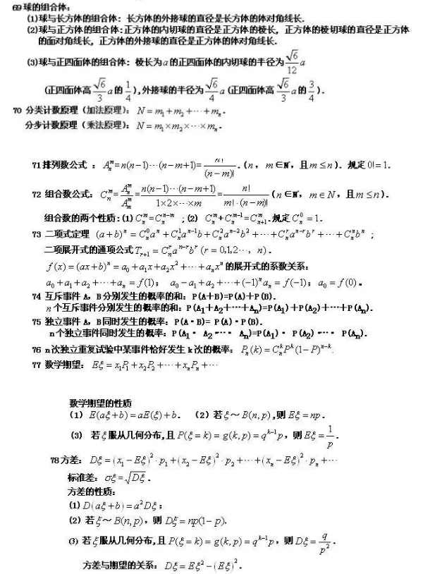 高中必背88个数学公式 高考必背重点数学公式