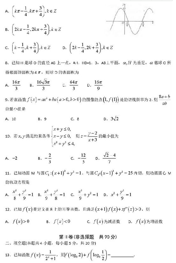 2018衡中同卷调研卷文科数学试题及答案