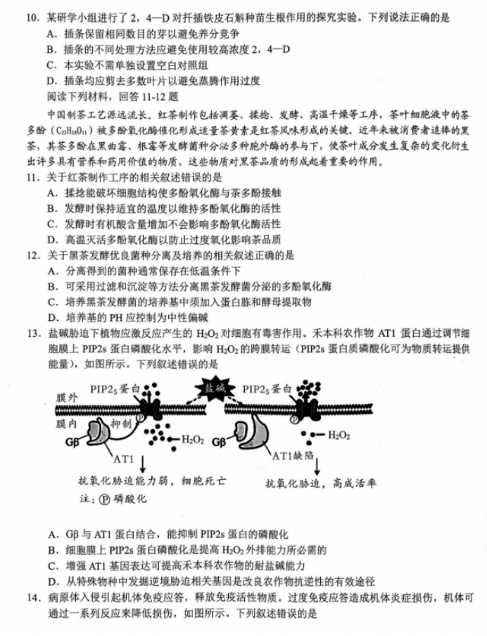 浙江新阵地联盟2024高三10月联考生物试题及答案解析