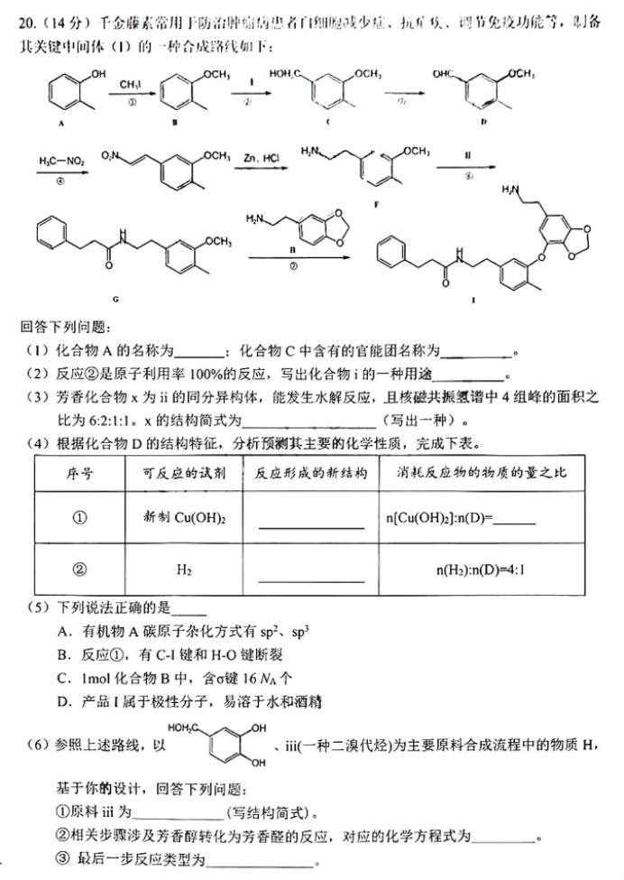 广东大湾区2024高三4月二模考试化学试题及答案解析