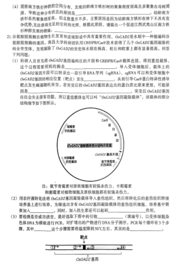 江西南昌市2024高三4月二模考试生物试题及答案解析