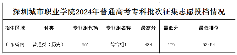 2024深圳城市职业学院录取分数线